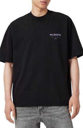 AllSaints Underground Oversize Graphic T-Shirt in Jet Black/Purple at Nordstrom, Size X-Large