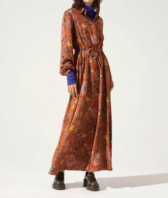 Cotélac Floral Maxi Dress In Orange