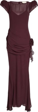 De La Vali floral draped maxi dress - women - Polyester - 8 - Purple
