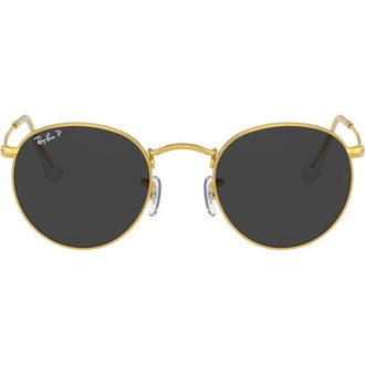 Ray-Ban 47mm Small Polarized Round Sunglasses in Gold/Black at Nordstrom