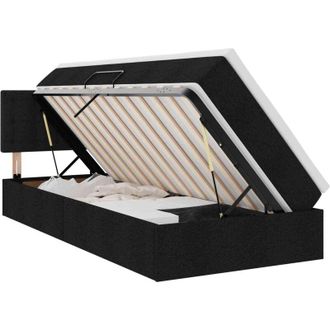 vidaXL Storage Bed with Mattress Black 90 x 200 cm Engineered Wood vidaXL
