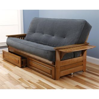 Kodiak Phoenix Frame-Barbados Finish-Marmont Thunder Mattress-Storage Drawers