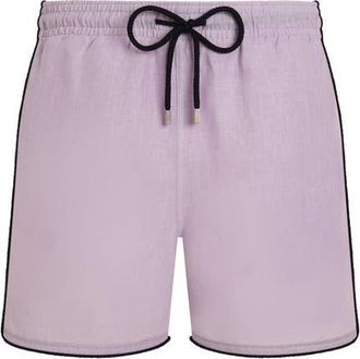 Vilebrequin Men Linen Swim Shorts Solid in Dawn Pink at Nordstrom, Size X-Large