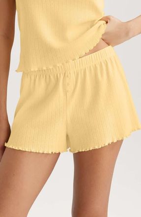 Tommy John Pointelle Rib Sleep Shorts in Yellow at Nordstrom, Size X-Large