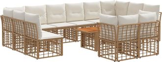 vidaXL Conjunto De Sof&aacute;s De Jard&iacute;n 13 Uds. Natural Y Crema Vidaxl