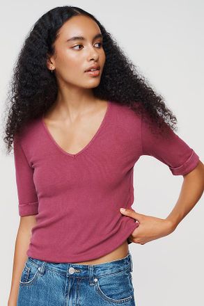Pilcro Cuffed V-Neck Tee