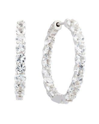 Suzy Levian Silver 0.02 Ct. Tw. Diamond & White Topaz Hoops