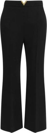 Valentino Wide Trousers, female, Black, Size: M Fleece Wool Flared Pants