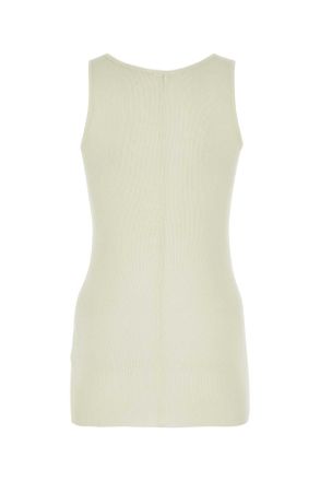 Ami Womens Ribbed Viscose Blend Tank Top White Nylon Sweater