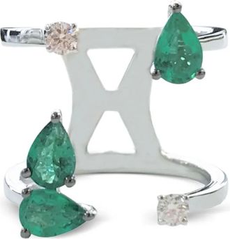 Stéfère 18K white gold emerald and diamond ring - Silver