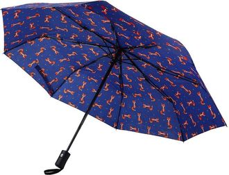 Eco Chic Automatic Umbrella Windproof Strong Compact Folding Travel Umbrella (Foxes Navy)