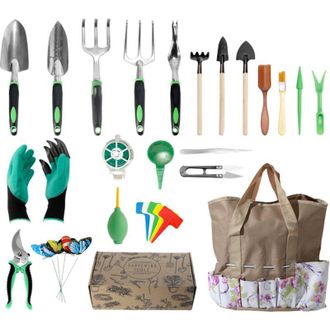 OEM Juego De Herramientas De Jardiner&iacute;a De 23 Piezas: Herramientas Resistentes Con Bolsa De Transporte Impermeable, Mangos Ergon&oacute;micos Y Pala Peque&ntilde;a. Kit
