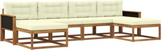 vidaXL Conjunto De Sof&aacute;s De Exterior 6 Uds. Natural Y Crema Vidaxl