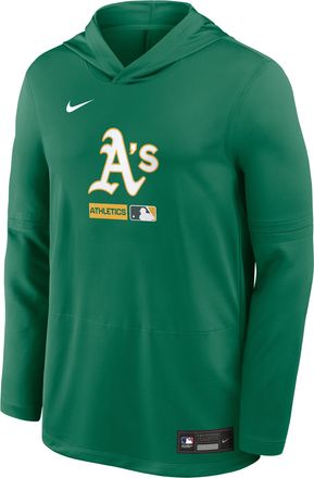 Nike Athletics Authentic Collection Nike Mens Dri-FIT MLB Long-Sleeve Hooded Top in Green | 03B938YFZ-FUM