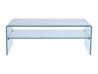 Vente-Unique Tempered Glass Coffee Table - Double Tray - STILEOS in Clear