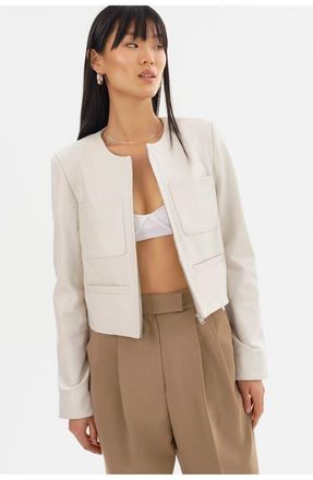 LaMarque LINETTE | Leather Jacket in Whisper White at Nordstrom, Size Xx-Small