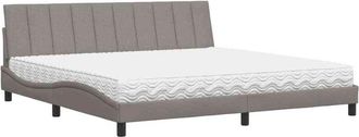 vidaXL Cama Con Colch&oacute;n Hanko Tela Gris Taupe 200x200 Cm Vidaxl