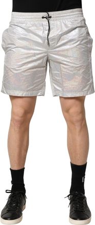 Dolce & Gabbana Silver Polyester Drawstring Men Shorts Mens Swimwear