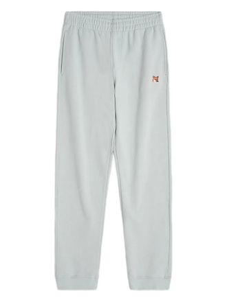 Maison Kitsun&eacute; logo-patch trousers - men - Cotton - L - Grey