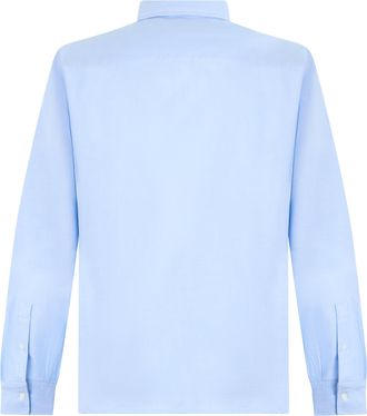Maison Kitsun&eacute; Mens Long-Sleeved Shirt Light Blue Cotton
