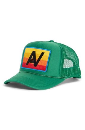Aviator Nation Logo Rainbow Trucker Hat in Kelly Green at Nordstrom