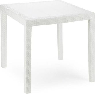 Trade Shop Trade Shop - Tavolo Tavolino Quadrato Design Finto Rattan Vimini Bianco 79x79x72cm Bar Casa 052000