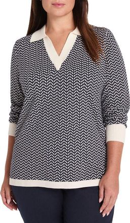 Nic+Zoe NIC+ZOE Plus Two Tone Jacquard Sweater