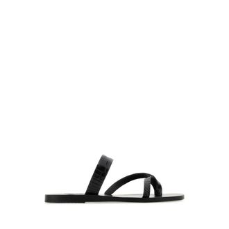 Ancient Greek Sandals Zwarte leren teenslippers - Dames - Slippers - Zwart - 37 EU - Schoenen