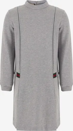 Gucci Girls Cotton Dress With Web Detail Gray