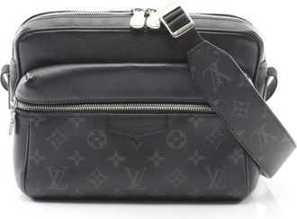 Louis Vuitton Taigarama Black Coated Canvas Leather Shoulder Bag (Pre-Owned)