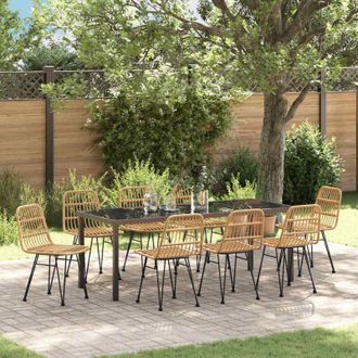 vidaXL Conjunto De Comedor De Jard&iacute;n 9 Pcs Marr&oacute;n Vidaxl