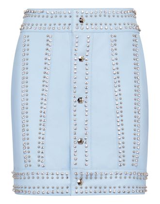 Philipp Plein Leather Skirt Short Crystal
