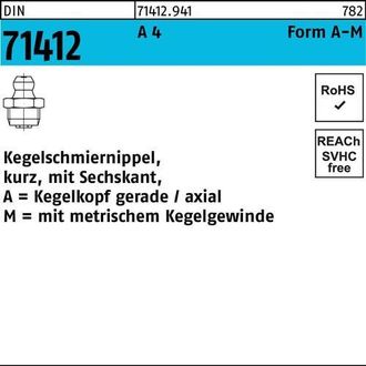 OEM Pez&oacute;n De Engrase C&oacute;nico Din 71412 Formaa-m Am 6x 1 Sw 7 A 4 50 Piezas