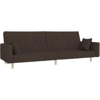 vidaXL Vidaxl - Sof&aacute; Cama De 2 Plazas Con Dos Almohadas Tela Marr&oacute;n Oscuro