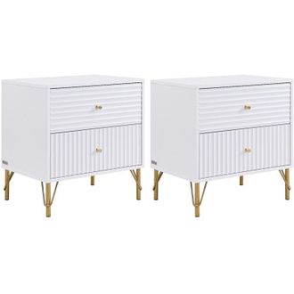 Vente-Unique Comodino 2 cassetti - Bianco - Lotto di 2 - LOUREO