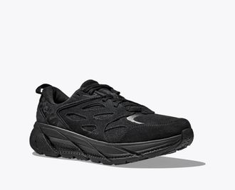 Hoka One One Clifton L Suede 1122571-BBLC Mens US 5 Black Running Shoes TF2011
