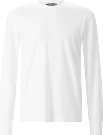 Tom Ford Lyocell Katoen Longsleeve T-shirt - Heren - Longsleeves - Wit - XL - Katoen - Tops