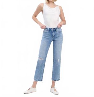 Flying Monkey High Rise Ankle Straight Jeans In Light Wash
