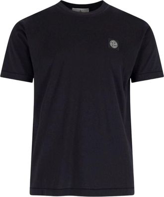 Stone Island 2100027 60/2 Slim-Fit Compass Patch T-Shirt Black L1S1521000-27S0013-V0029