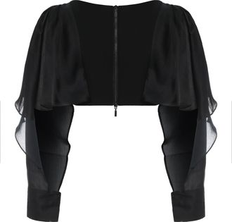 Maticevski Womens Cropped Cape Black Polyester Blouses Shirt
