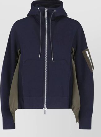 sacai hooded sweatshirt long sleeves ribbed cuffs hem