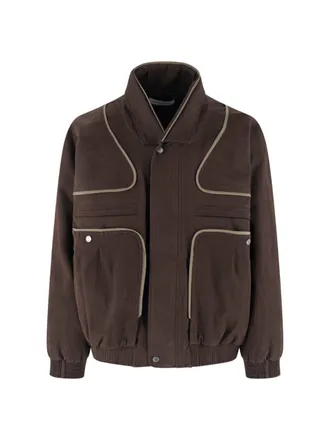Kiko Kostadinov Brown Boxy Piped High-Collar Jacket