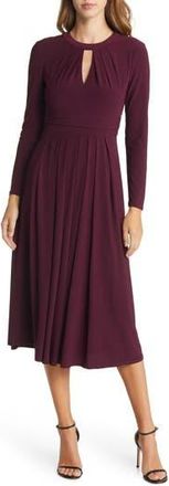 Eliza J Pleated Keyhole Cutout A-Line Dress in Wine at Nordstrom Rack, Size 6
