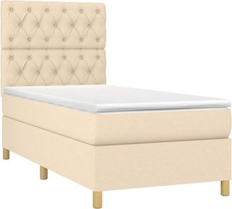 vidaXL Cama Box Spring Colch&oacute;n Y Luces Led Tela Crema 80x200 Cm Vidaxl