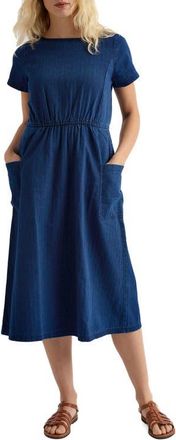 Seasalt Cornwall Haneth Organic Cotton Midi Dress in Mid Wash at Nordstrom, Size 14