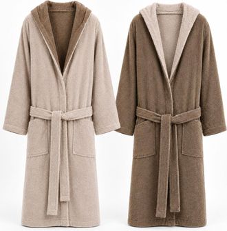 Dmora Bata Sefane, 100% Algod&oacute;n Con Capucha Reversible, Estructura Marr&oacute;n, Tono Crema, Beige Crema