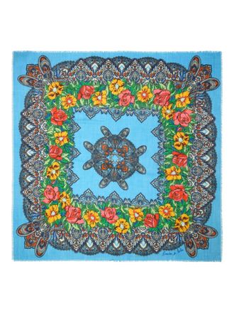 Bimba & Lola Wollen sjaal met bloemenprint - Blauw