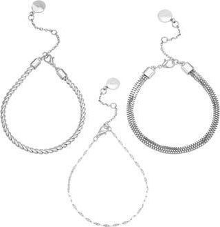 Vince Camuto Set of 3 Assorted Chain Bracelets in Silver Tone at Nordstrom Rack