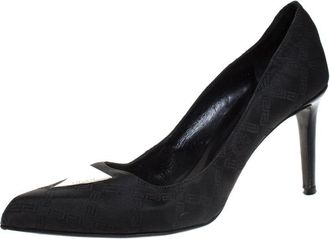 Versace Black Signature Canvas Pointed Toe Pumps
