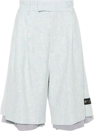 Amiri layered bermuda shorts - men - Cotton/Polyamide/Wool/Viscose - 48 - Blue